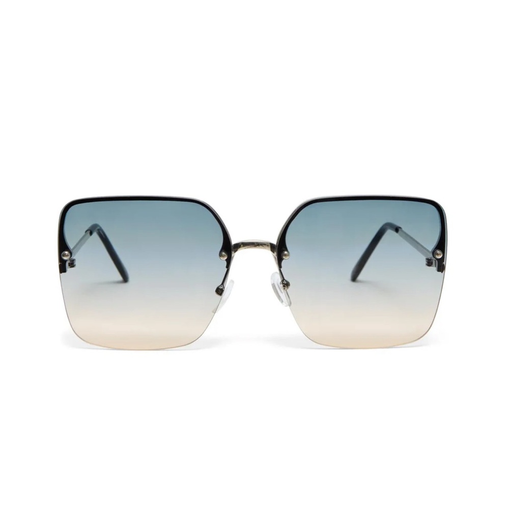 Sleek Rimless Flat Sunglasses Oversized with UV Protection